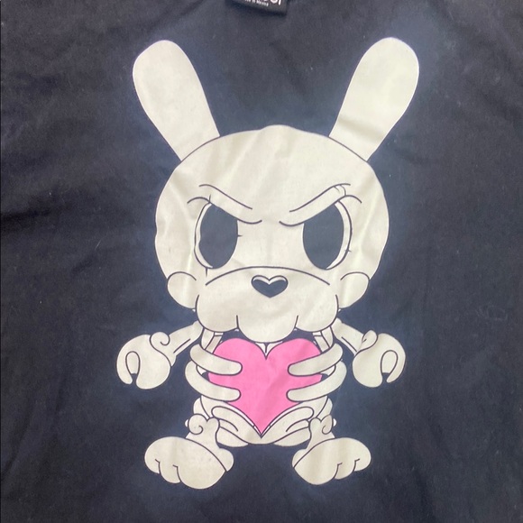 KID ROBOT Black DUNNY SKELETON GLOW IN THE DARK T SHIRT UNISEX SZ SMALL - Picture 2 of 6